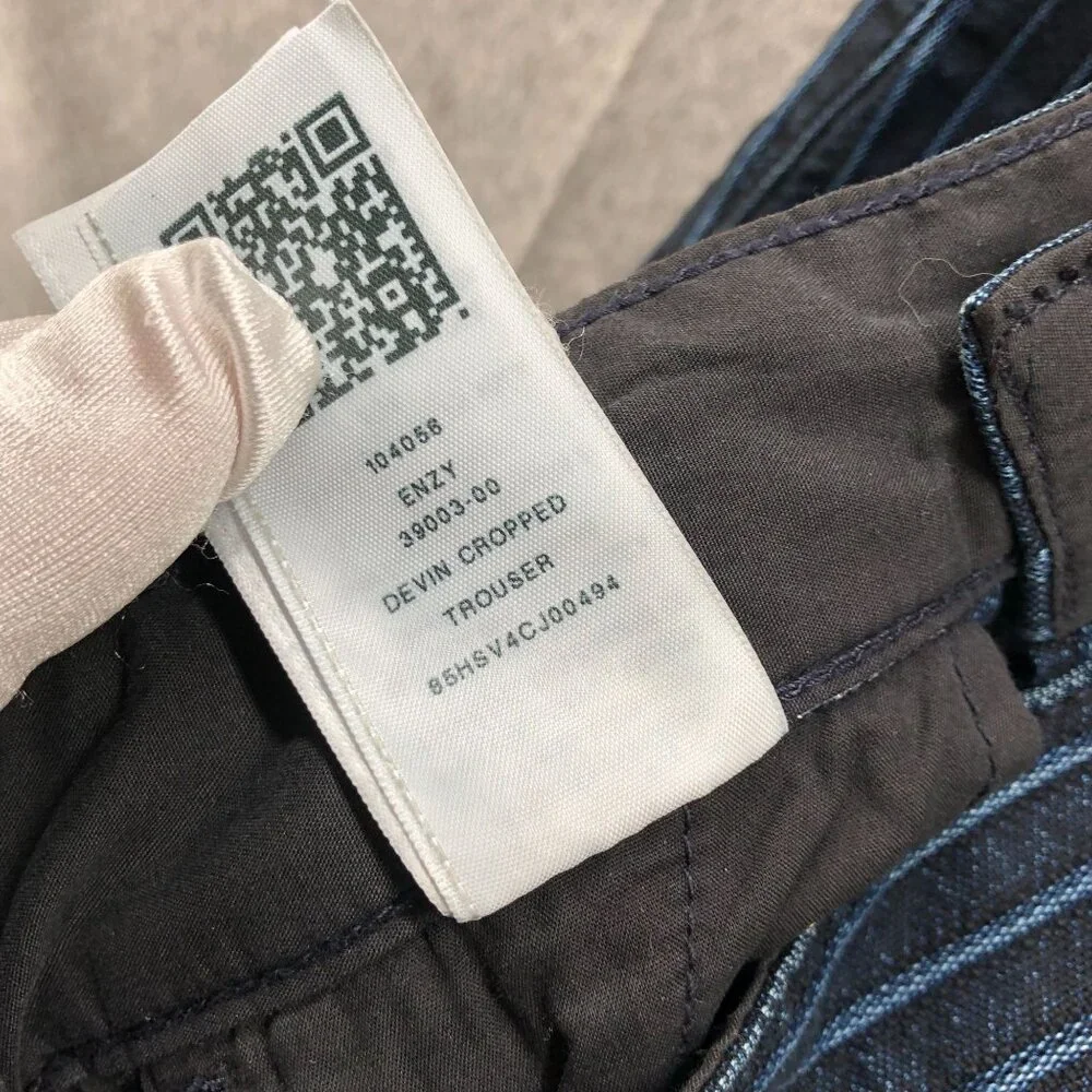 True Religion Devin‎ Cropped Trouser Jeans Mens 32 Blue Striped Dark Wash